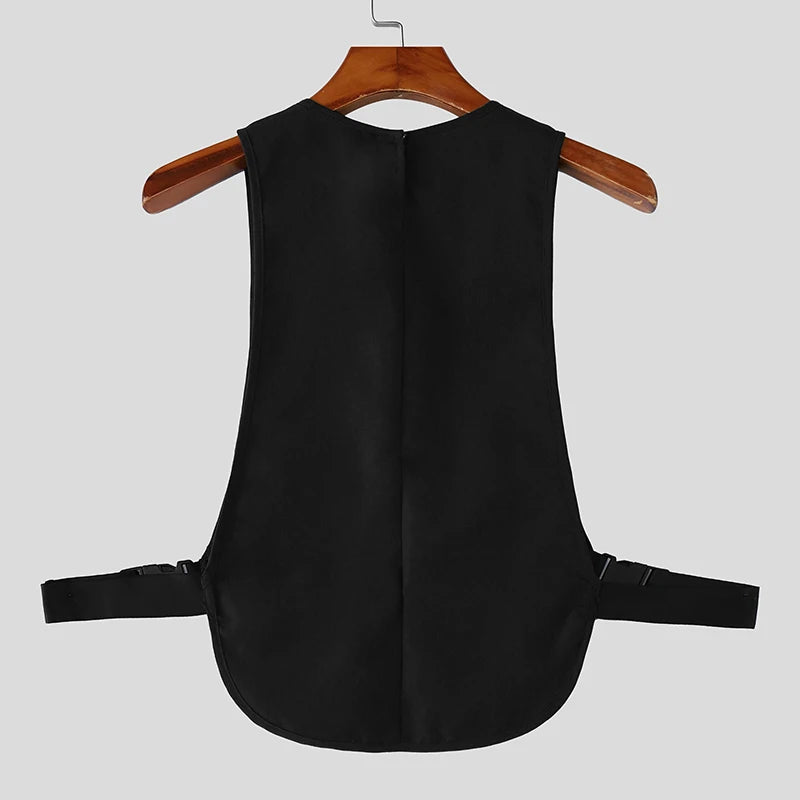 INCERUN Men's Tank Tops Solid Color O-neck Sleeveless Pockets Male Vests Summer Streetwear Loose 2026 Fashion Casual Men Clothes