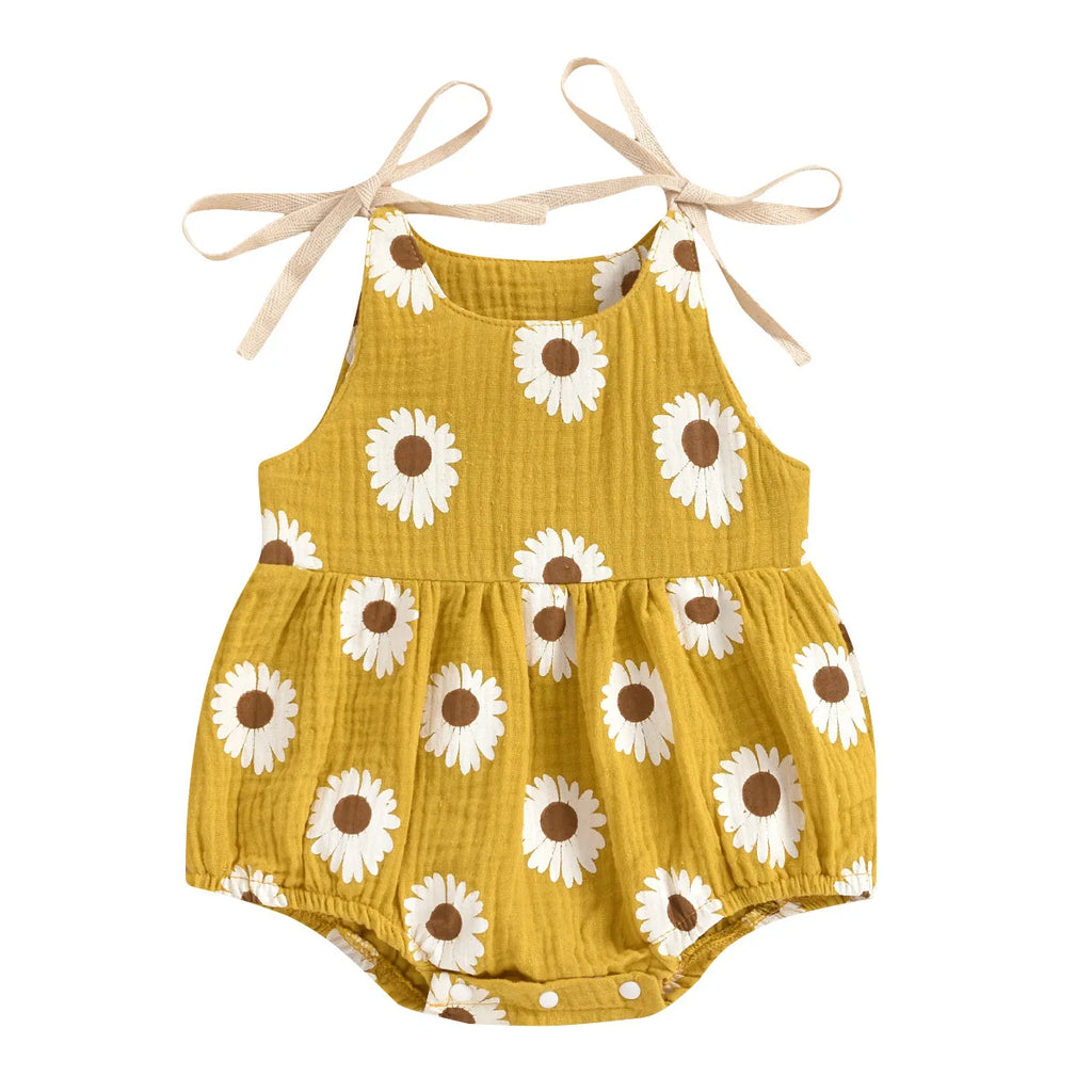 Summer female infant chrysanthemum suspender Romper sweet and cute