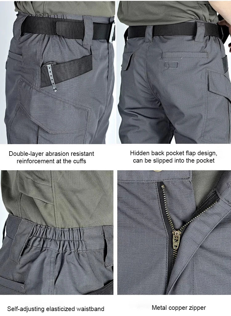 Men's Loose Training Pants Outdoor Waterproof Slim Stretch Tactical Pants with Pockets Multi-functional Quick-drying Cargo Pants
