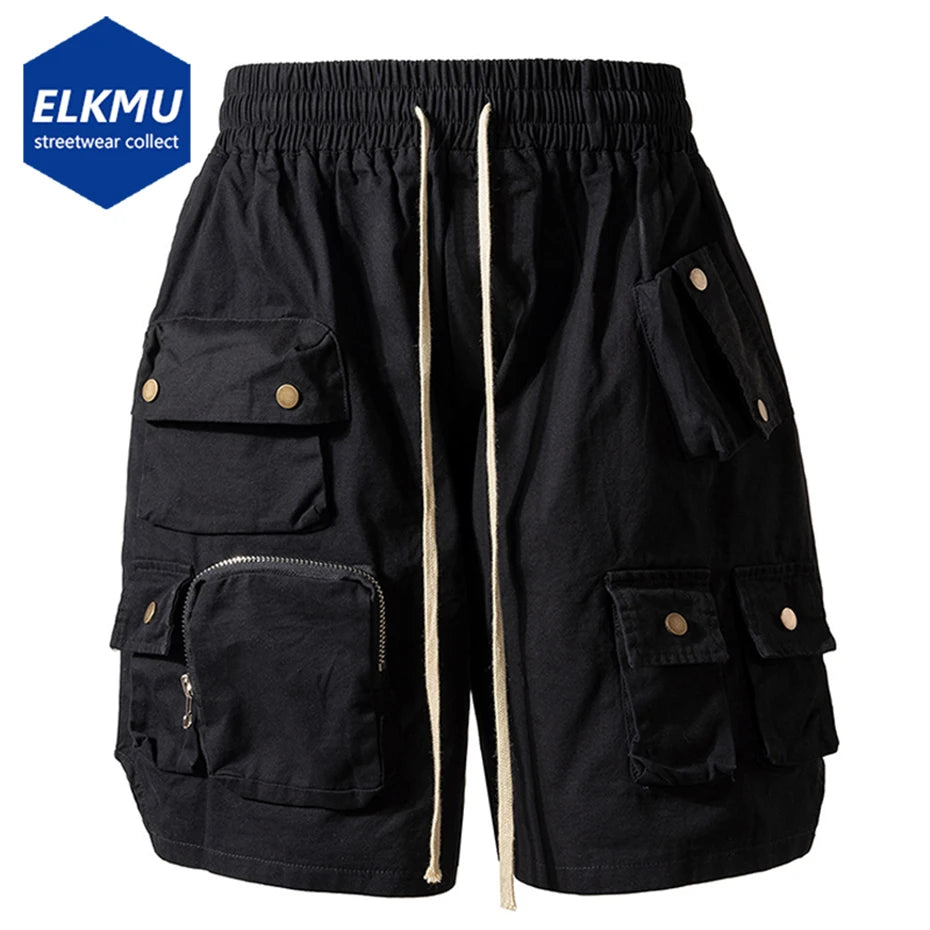 Hip Hop Y2K Streetwear Cargo Shorts Multi Pockets Tactical Fashion Man Shorts Techwear Harajuku Summer Casual Short Pants