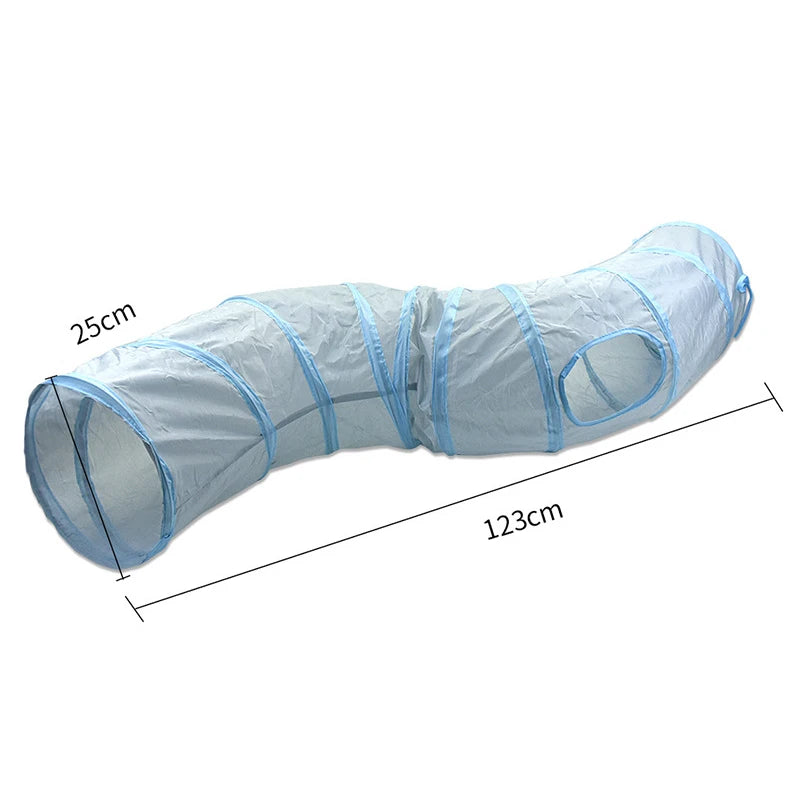 Cat Toys Gray 3-Way Foldable Pet Cat Tunnel Tube Toy Kitten Tunnel Toy with Peep Hole Pet Training Interactive Toy Tunnel Tube