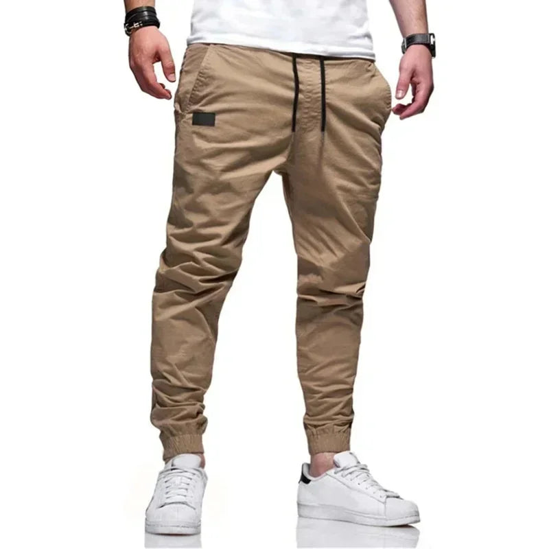 Spring Autumn New Cargo Pants Men's Fashion Sports Cargo Pants Solid Color Sweatpants Joggers Woven Pants Casual Male Trousers