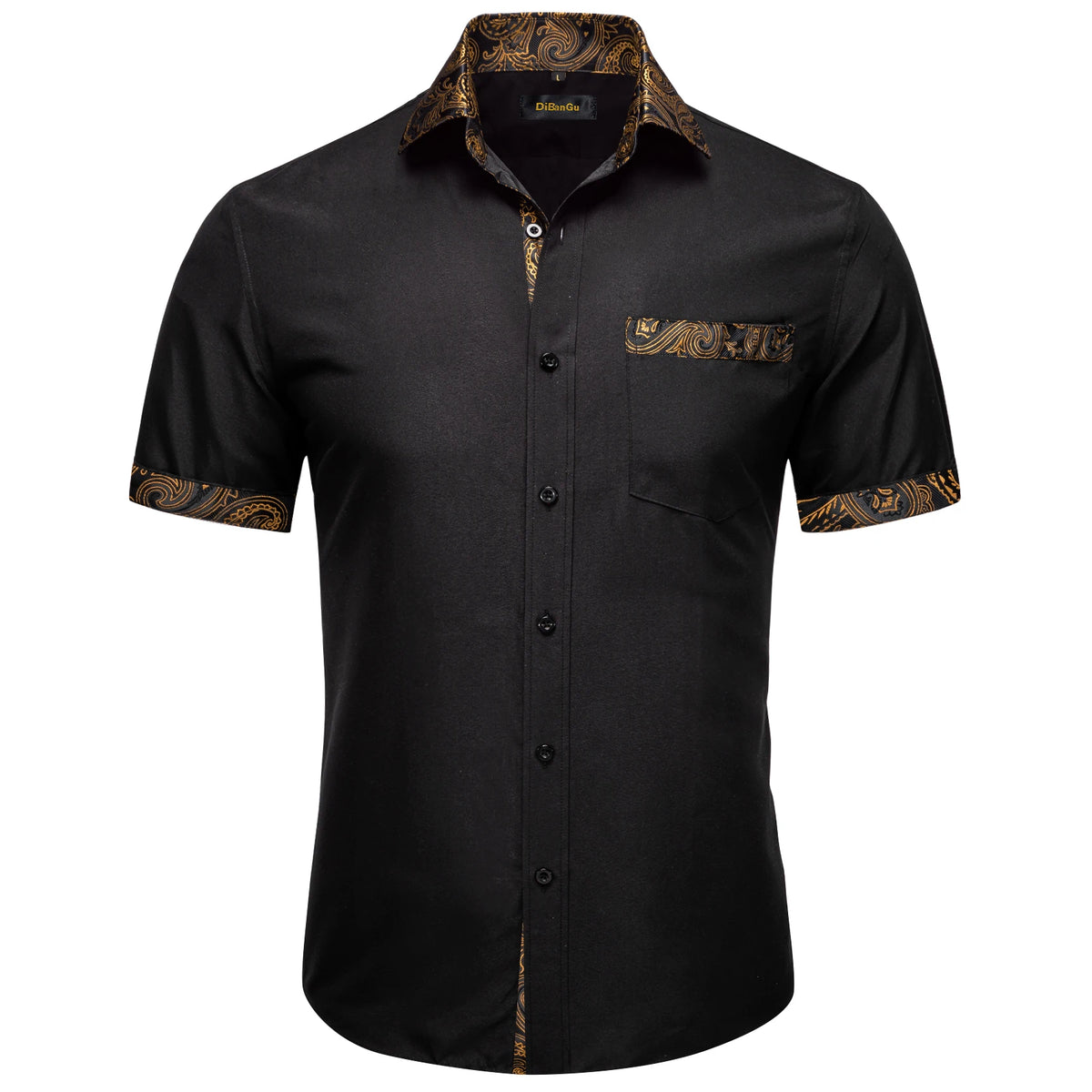 Men Shirts Short Sleeve Cotton Polyester Summer T-shirts Solid Black White Red Business Casual Tops Hawaiian Shirt