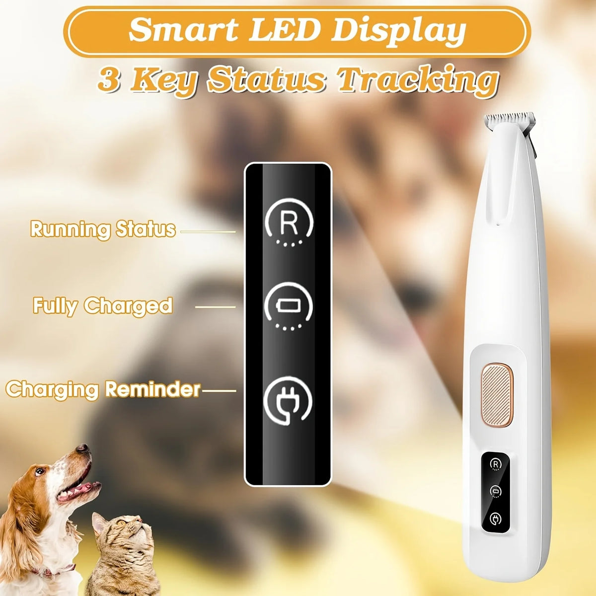 New Dog Paw Trimmer with LED Light Fully Waterproof Pet Hair Trimmer with LED Display Dog Clippers for Grooming 18mm Widen Blade