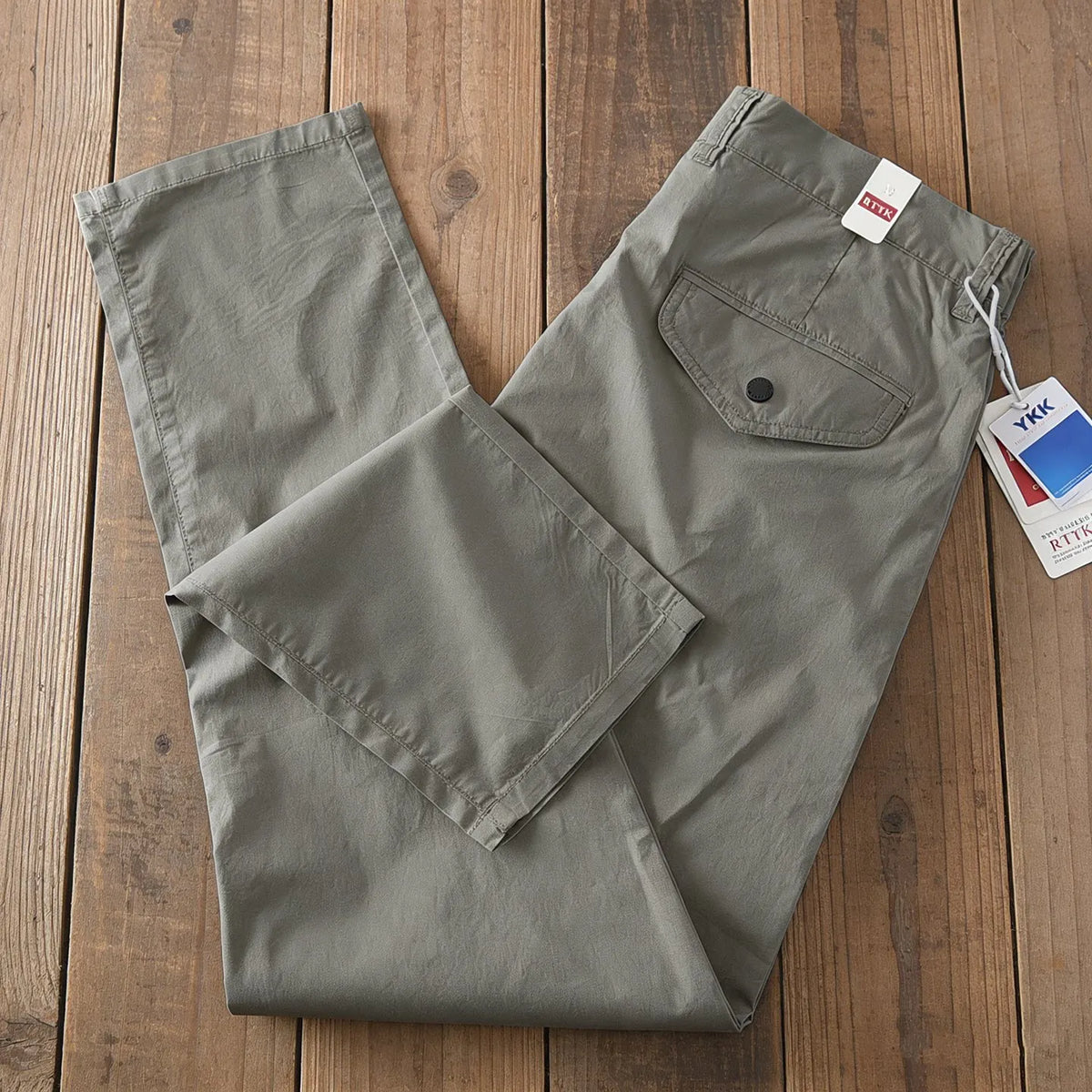 221# Summer New American Retro Thin Quick-drying Elastic Pants Men's Simple 97% Cotton Washed Commute Casual Straight Trousers