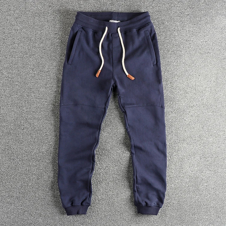 Autumn Japanese Retro Knitted Ankle-length Sweatpants Men's Fashion Elastic Waist Drawstring Sport Casual Ankle-tied Pants