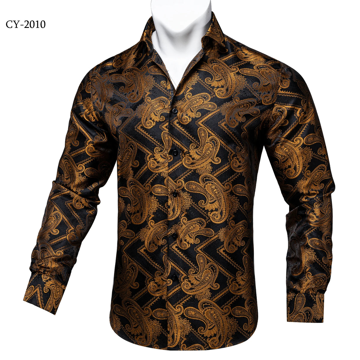 Brand New Men's Royal Blue Business Shirts Luxury Fashion Paisley Long Sleeve Turn-Down Collar Social Shirt Male Casual Blouse