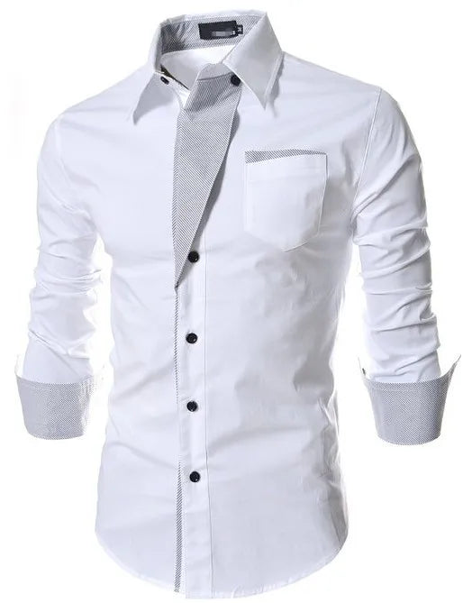 1pcs Men Long Sleeve Shirt Man Solid Color Thin Business Shirt Male Fashion Classic Basic Casual Shirt Coat Men's Slim Top M-3XL