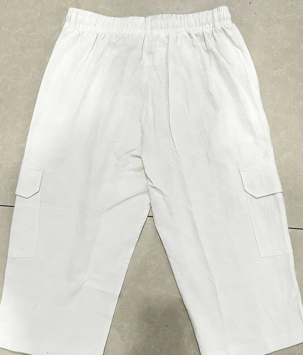 Men Summer Cotton Linen Shorts Retro Multi Pocket Loose Casual Shorts Thin Breathable Outdoor Fishing Travel Beach Short Pants