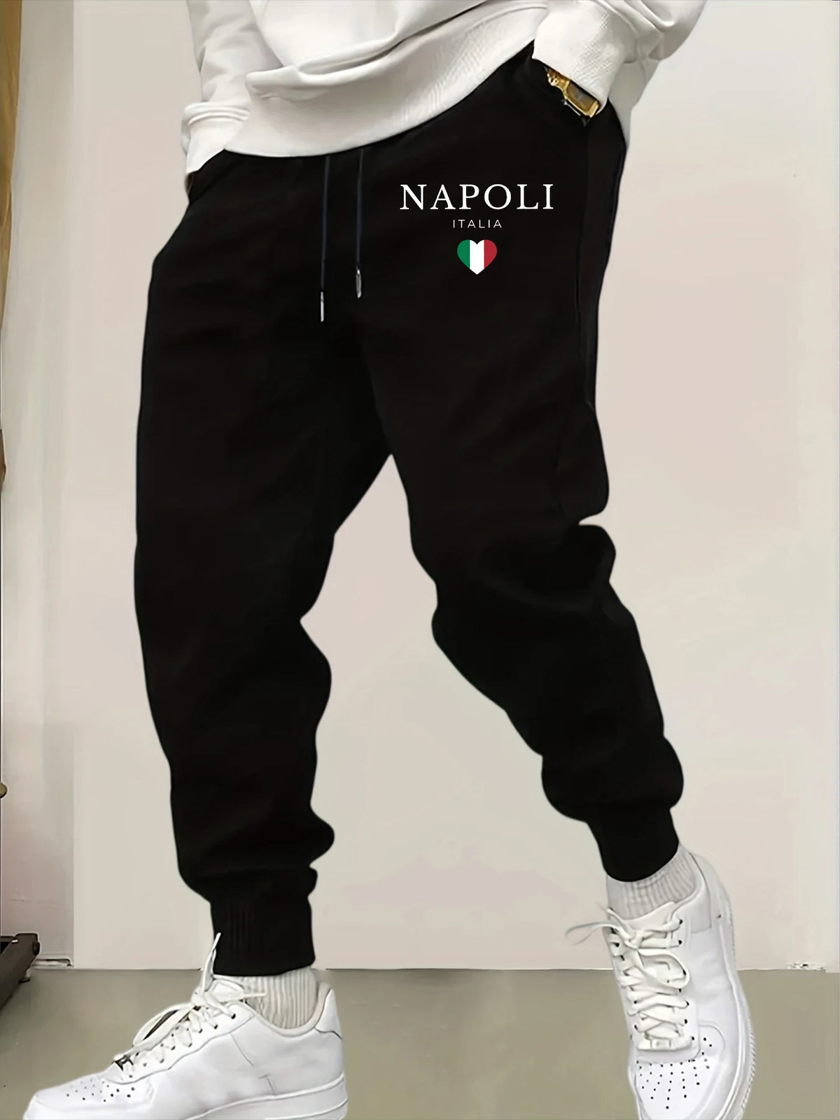 Napoli Italia Letter And Flag  Print Man Sweatpant Pocket Fleece Pant Casual Warm Trouser Autumn Fashion Sports Sweatpants Pants