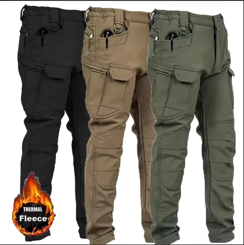 Men's Autumn Winter Softshell Elastic Camping Hiking Trekking Fishing Hunting Pants Outdoor Cycling Tactical Cargo Trousers