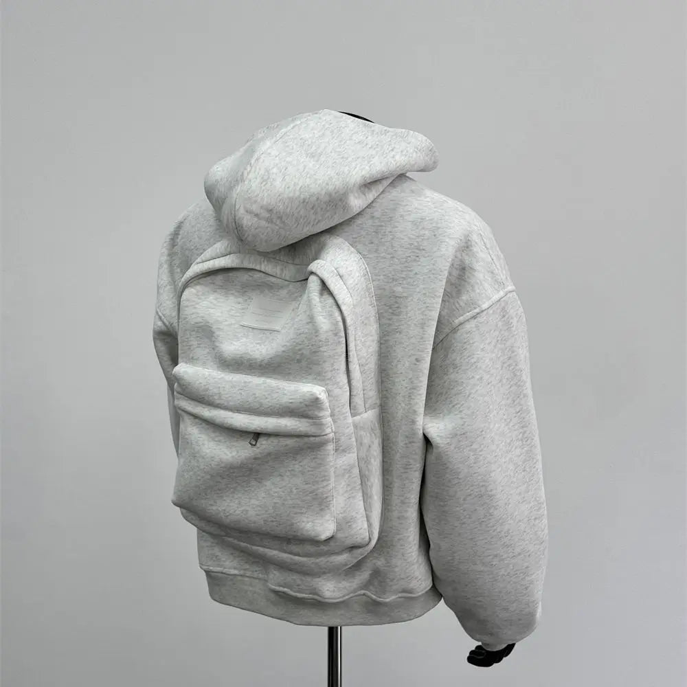 Juspinice Korean Fashion Spring New Hooded Sweatshirt Men's Back Backpack Design Sense Casual Top Jacket Male Clothing