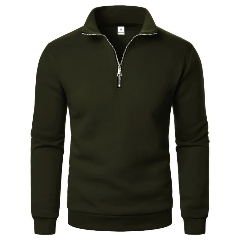 Spring Autumn new Casual Half Zipper stand collar sweatshirt Trend Simple slim men Pullover long sleeve tops Men's sweatshirt