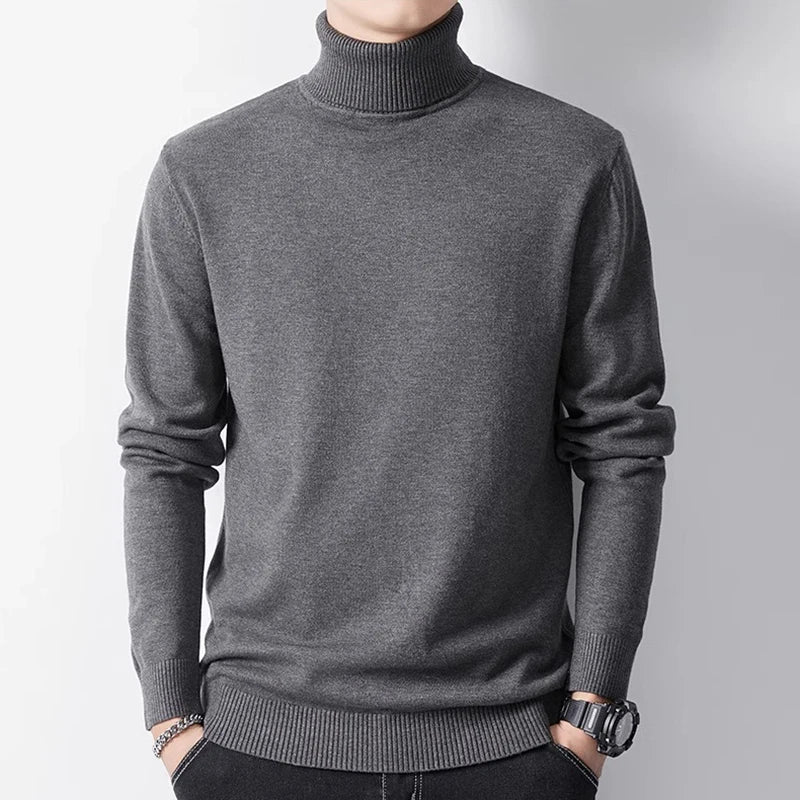 Autumn Winter Thermal Warm Breathable Sweater Men's New Long Sleeve Knit Pullover Sweater Lightweight Dark Grey Black Sweater