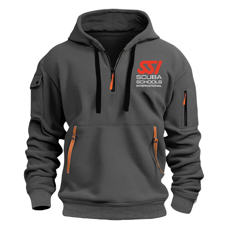 Spring Autumn Men's Scuba Diving Dive SSI Printing Multi Pocket Zipper Hoodie High Street Popular Harajuku Casual Sweatshirt