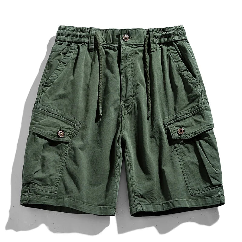 Summer Men Cargo Multi Pocket Shorts Men Casual Solid Elastic Waist Beach Short Spring Men Jogger Pants Shorts Male Dropshipping