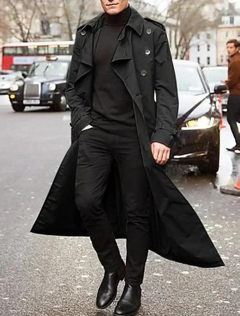 2026 Spring Autumn Men's Overcoat Vintage Long Trench Coat Men New Jacket Coats Men Business Casual Long Solid Windbreak Outwear