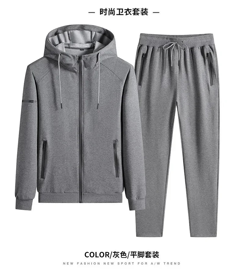 Plus Size tracksuits Men Sportswear Sets New Spring Autumn Clothing Hooded Pants Suit Male 2 Pieces Sweatshirt + Sweatpants 8XL