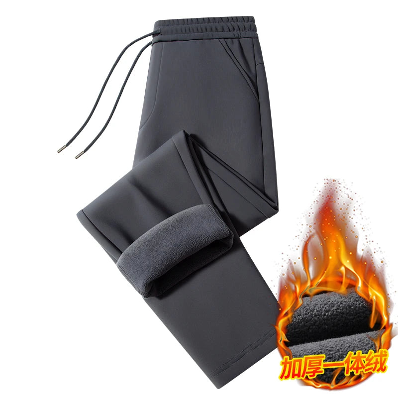 Big Size 9xl 8xl Winter Fleece Sweatpants Men Thicken Warm Jogger Pants Drawstring Elastic Zip Pockets Thermal Straight Trousers