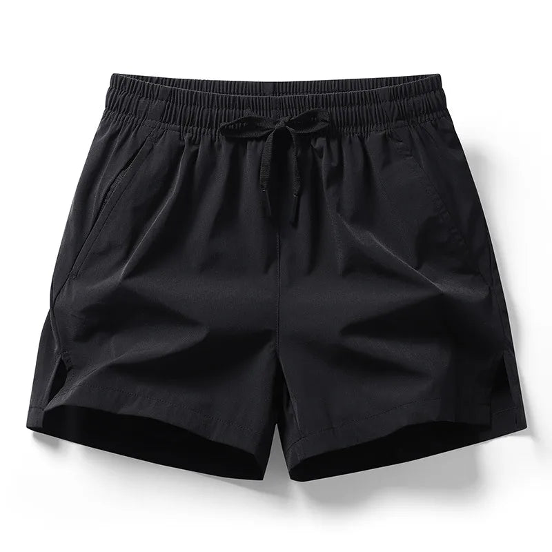 2026 new summer men's sports and leisure shorts with pockets, solid color, lightweight, suitable for jogging and beach wear