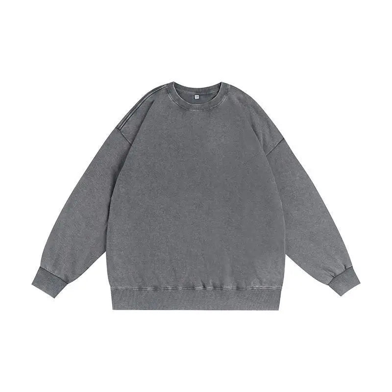 DIY Custom LOGO Cotton Washed Hoodie Zipper Sweatshirt Pants Tracksuit Men Women Retro Loose Distressed HipHop Oversized Big