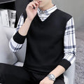 Fashionable Knitted Slim Fit Long Sleeve Shirt Collar Sweater for Men Autumn Outerwear Casual Style Polyester Fiber Youth Fas...