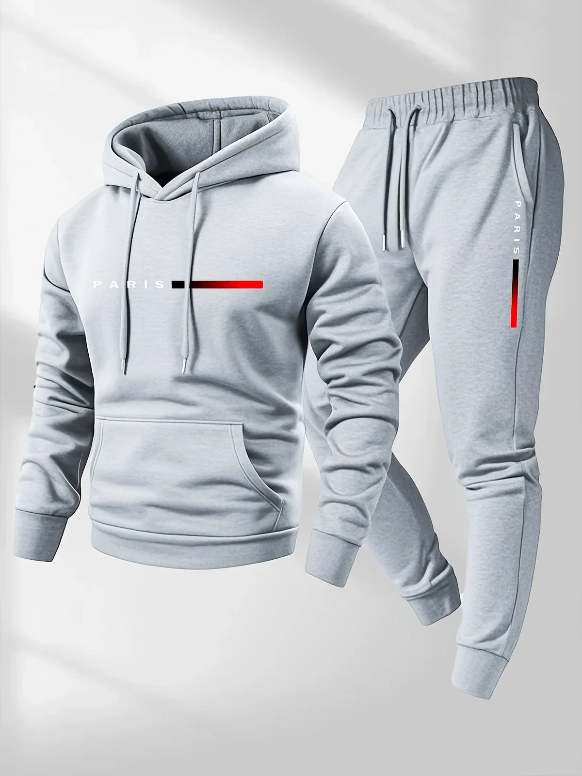 2025  Letter Print Sweatshirt Suit Men's Fleece Hoodie Pants Set Spring Autumn Winter Warm Casual Sports Pullover Trousers Sets