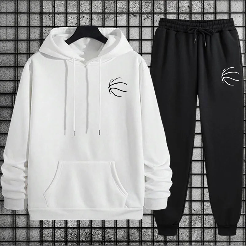 2026 New in Men's Tracksuit Hoodie + Sweatpants Urban Casual Fahsion Sportswear Autumn Winter Home Outdoor Comfort Hooded Outfit