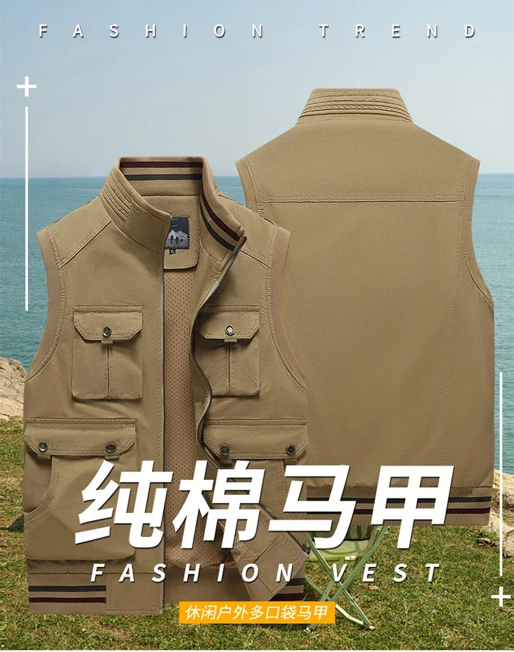 Winter Motorcyclist Mountaineering Men's Sleeveless Casual Coat Male Work Cargo Vest Men Photography Clothing Tactical Jackets