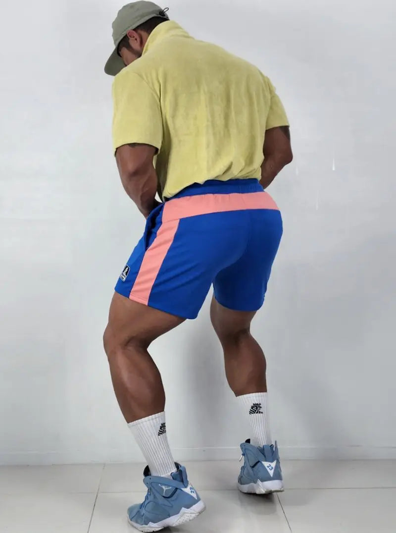 Men's Basketball 3-Point Sports Shorts Gym Fitness Training Elastic Loose Summer Beach Bodybuilding Shorts with Zip Pocket