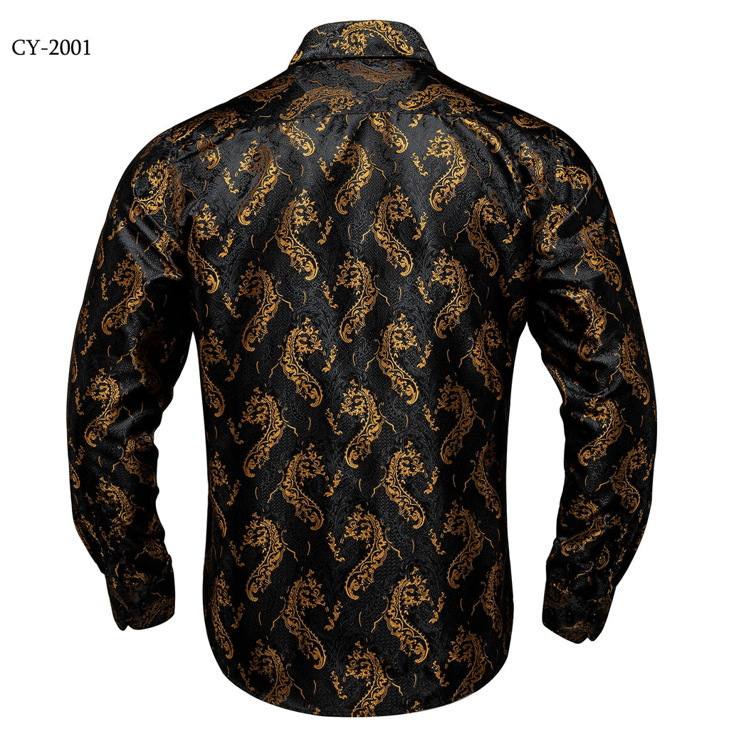 Brand New Men's Royal Blue Business Shirts Luxury Fashion Paisley Long Sleeve Turn-Down Collar Social Shirt Male Casual Blouse