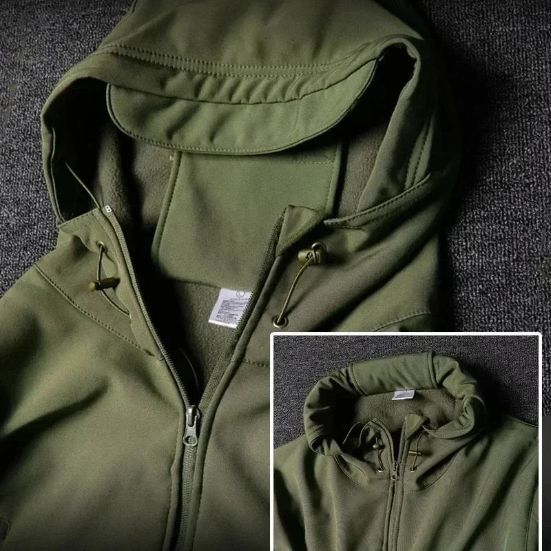 Tactical Winter Set Men's Outdoor Windproof Waterproof Suit Multi-Pocket Soft Shell Hooded Jackets Sharkskin Work Pants