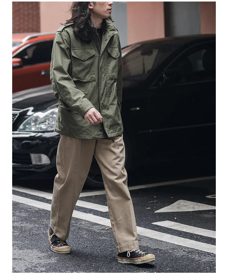 Rugged Bronson 1969 M65 Blended Satin Field Jacket M-65 Olive Green Jacket M51 Tactical Coat
