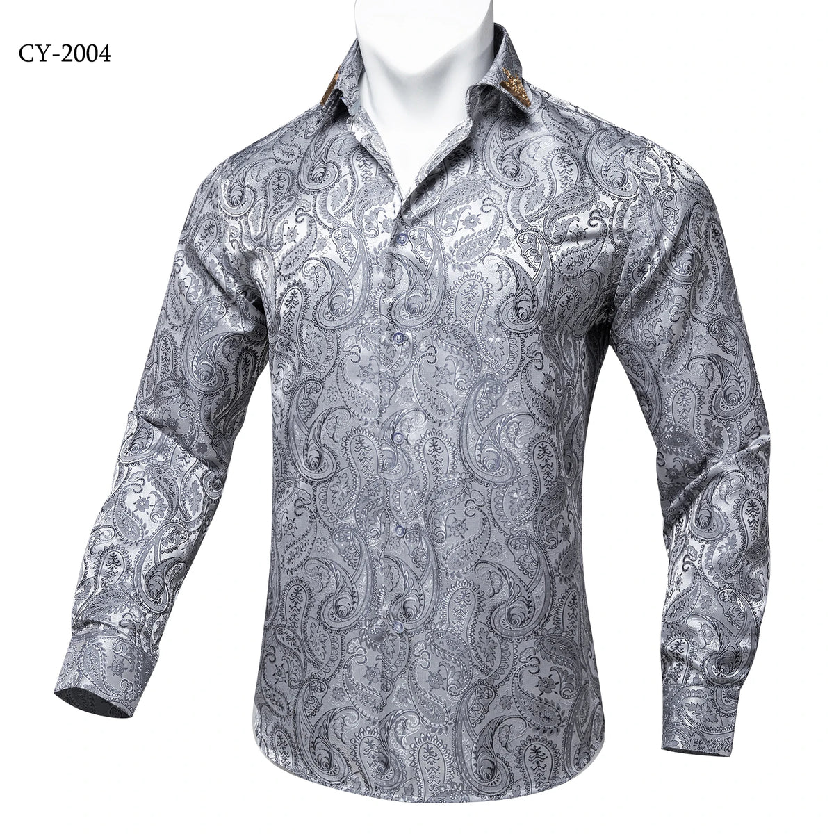 Brand New Men's Royal Blue Business Shirts Luxury Fashion Paisley Long Sleeve Turn-Down Collar Social Shirt Male Casual Blouse
