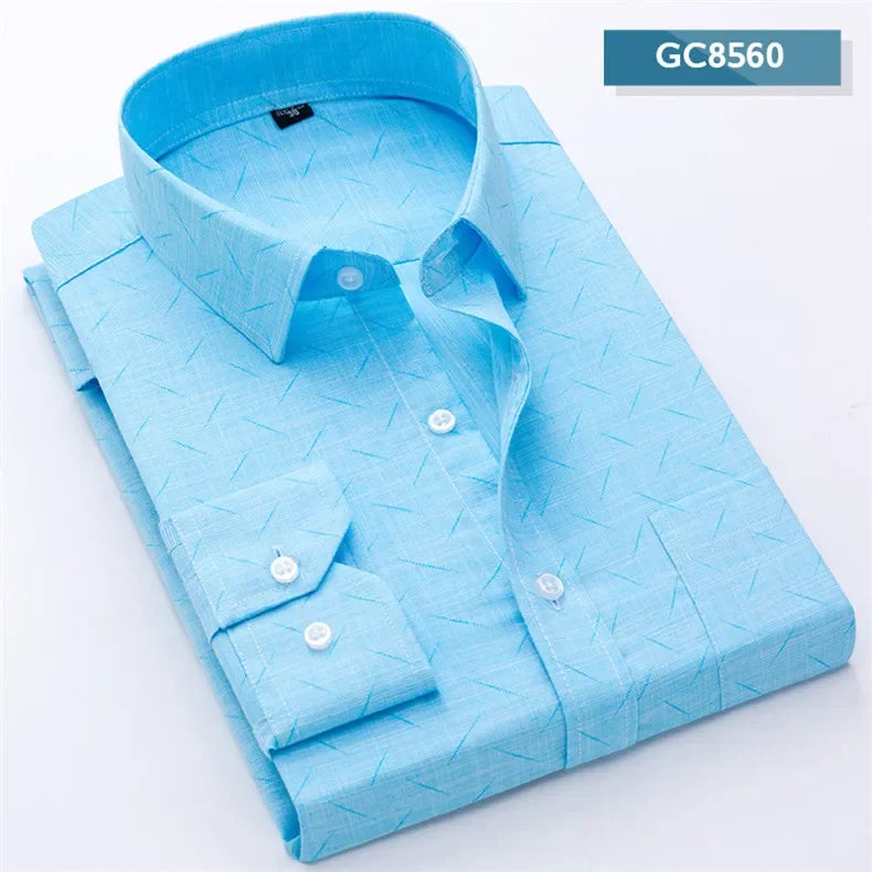 2024 Men's Printed Shirt Spring Long Sleeve Casual Daily Thin Soft Comfortable Business Slim Fit Button Down Dress  Shirts