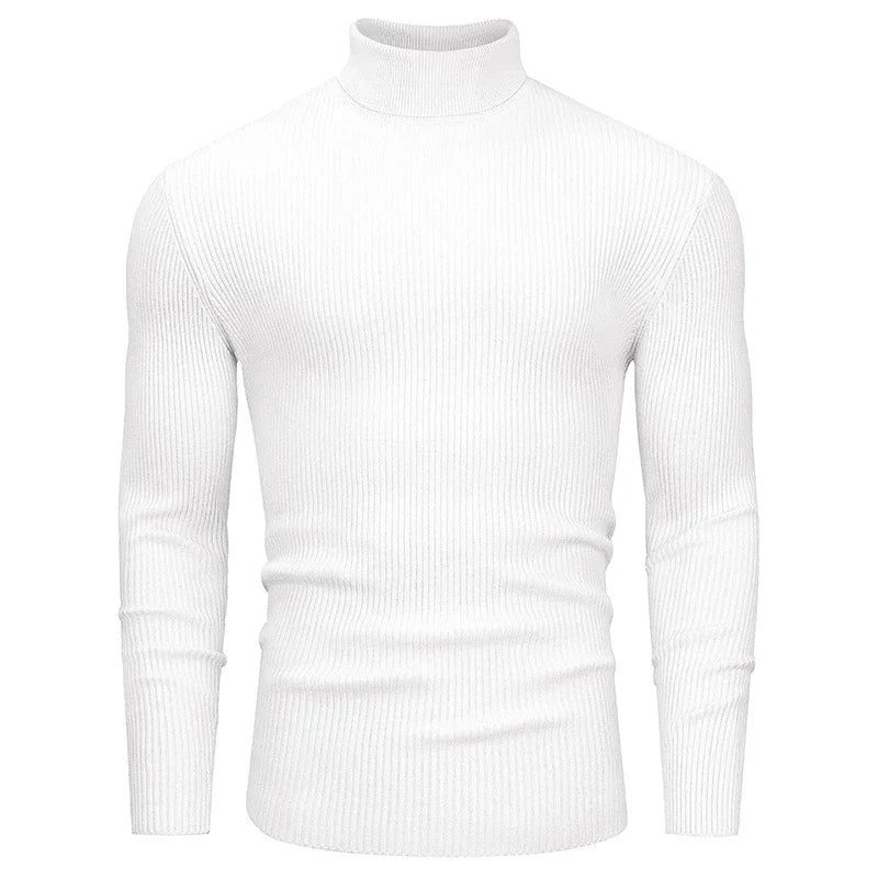 New Men's Slim Fit Turtleneck Sweater Casual Twist Patterned Pullover Knitted Sweaters Autumn Long Sleeve Stripe Streetwear