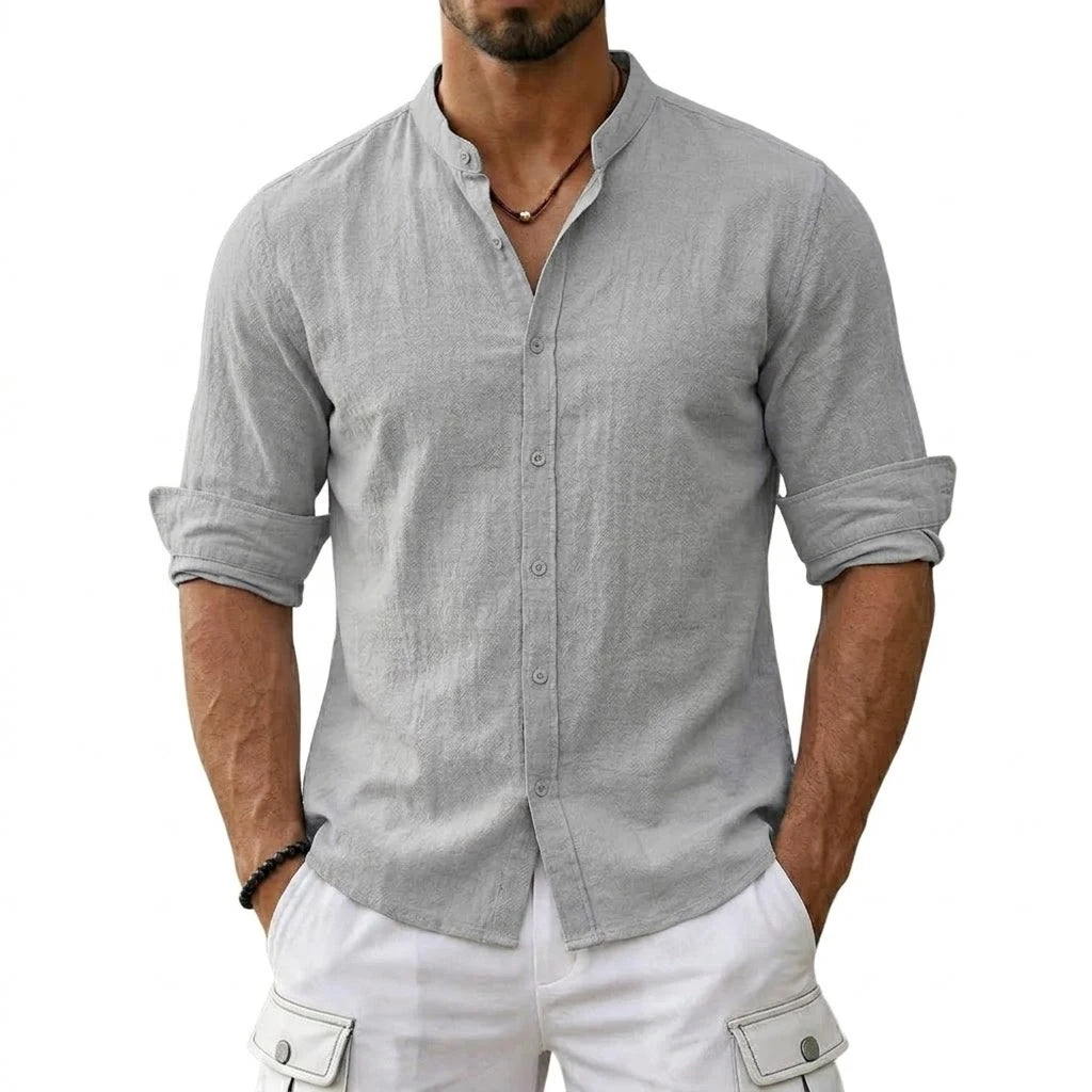New Men's Cotton Linen Shirts for Men Casual Luxury Hawaiian Shirts Lightweight Long Sleeve Henley Beach Shirts T-Shirts for Men