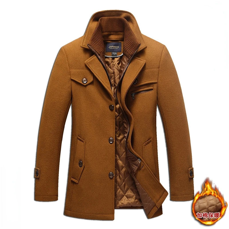 Men Cashmere Trench Coats Winter Jackets Overcoats Wool Blends High Quality New Winter Coats Male Business Casual Trench Coats 5