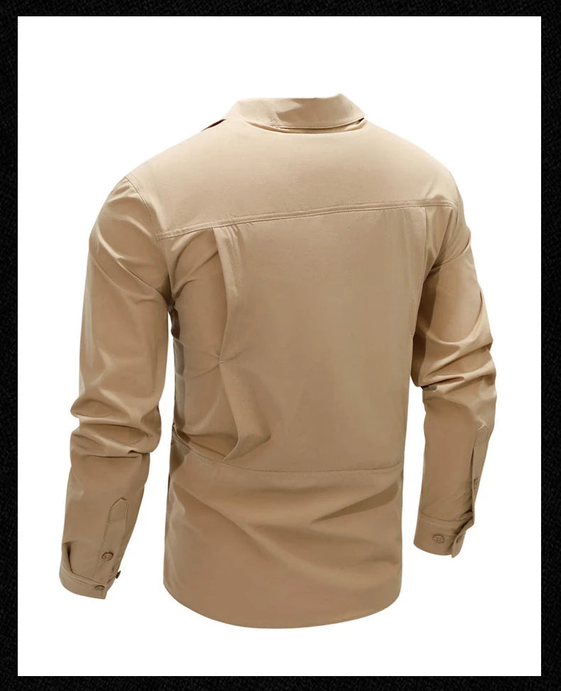 Spring Autumn Men Shirts Tactical Work Long Sleeved Shirt Men Outdoor Casual Breathable Quick Dry Camping Hiking Cargo Shirts