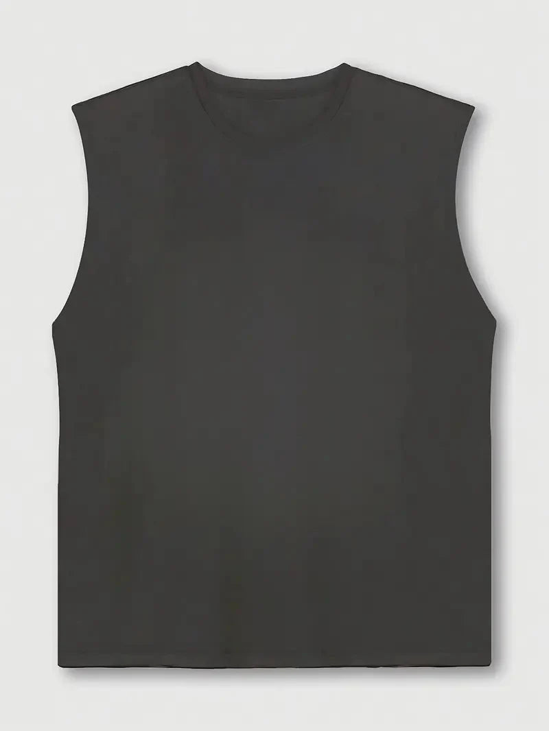 100% pure cotton men's summer fashionable casual sports loose personality pattern printed breathable round neck sleeveless vest