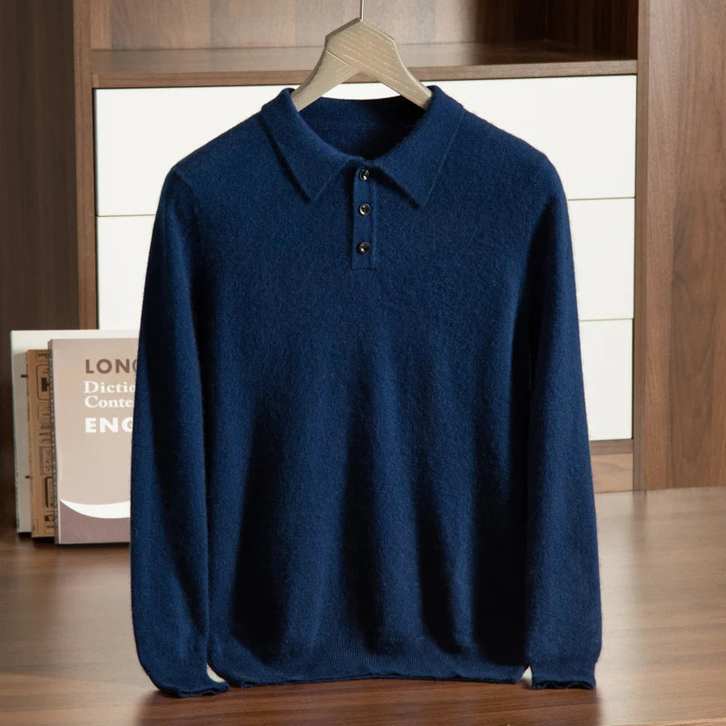 High-Grade New Autumn 100% Cashmere Sweaters Winter Clothing T-shirt Men's Sweater Solid Color Large Size Base Men Pullover