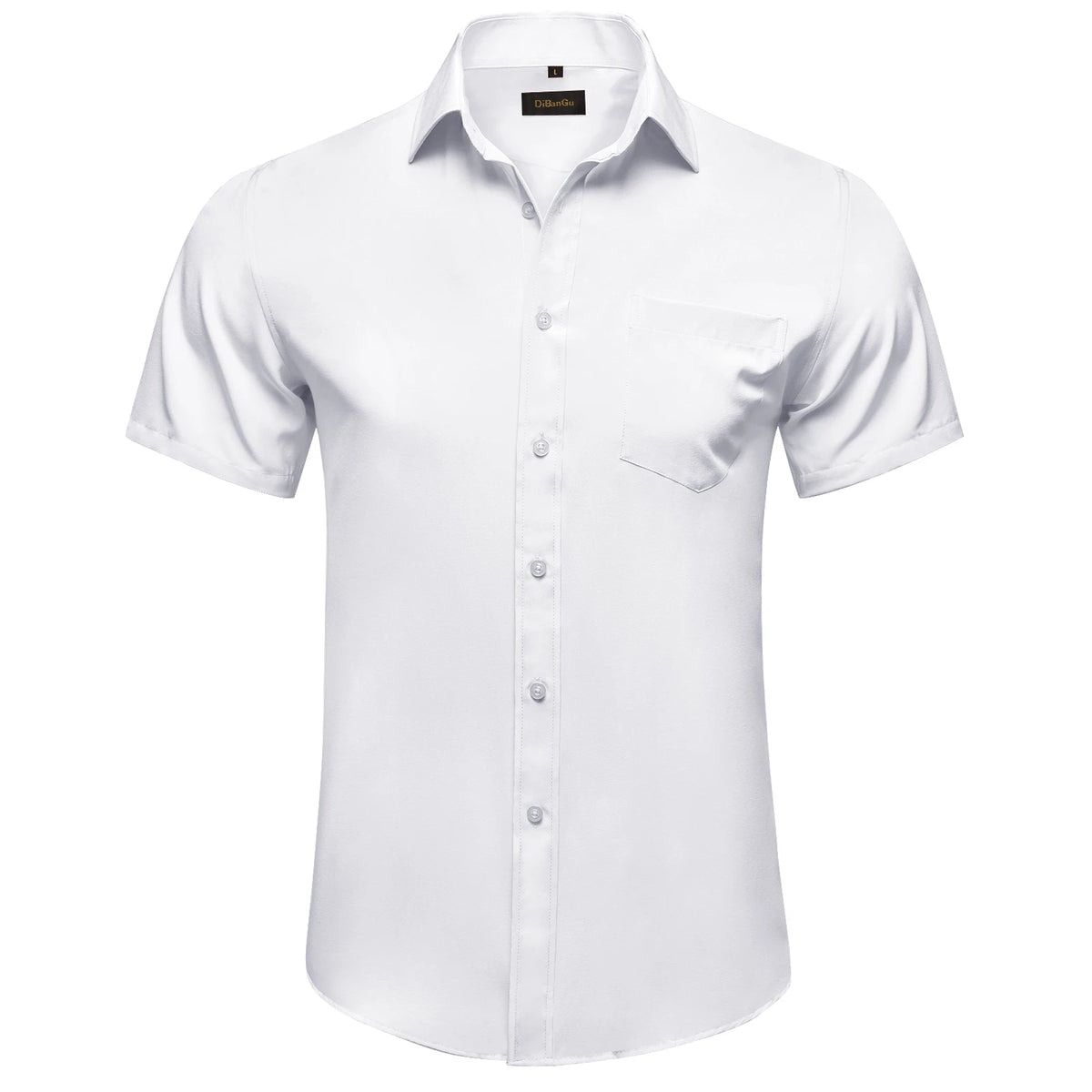 Men Shirts Short Sleeve Cotton Polyester Summer T-shirts Solid Black White Red Business Casual Tops Hawaiian Shirt