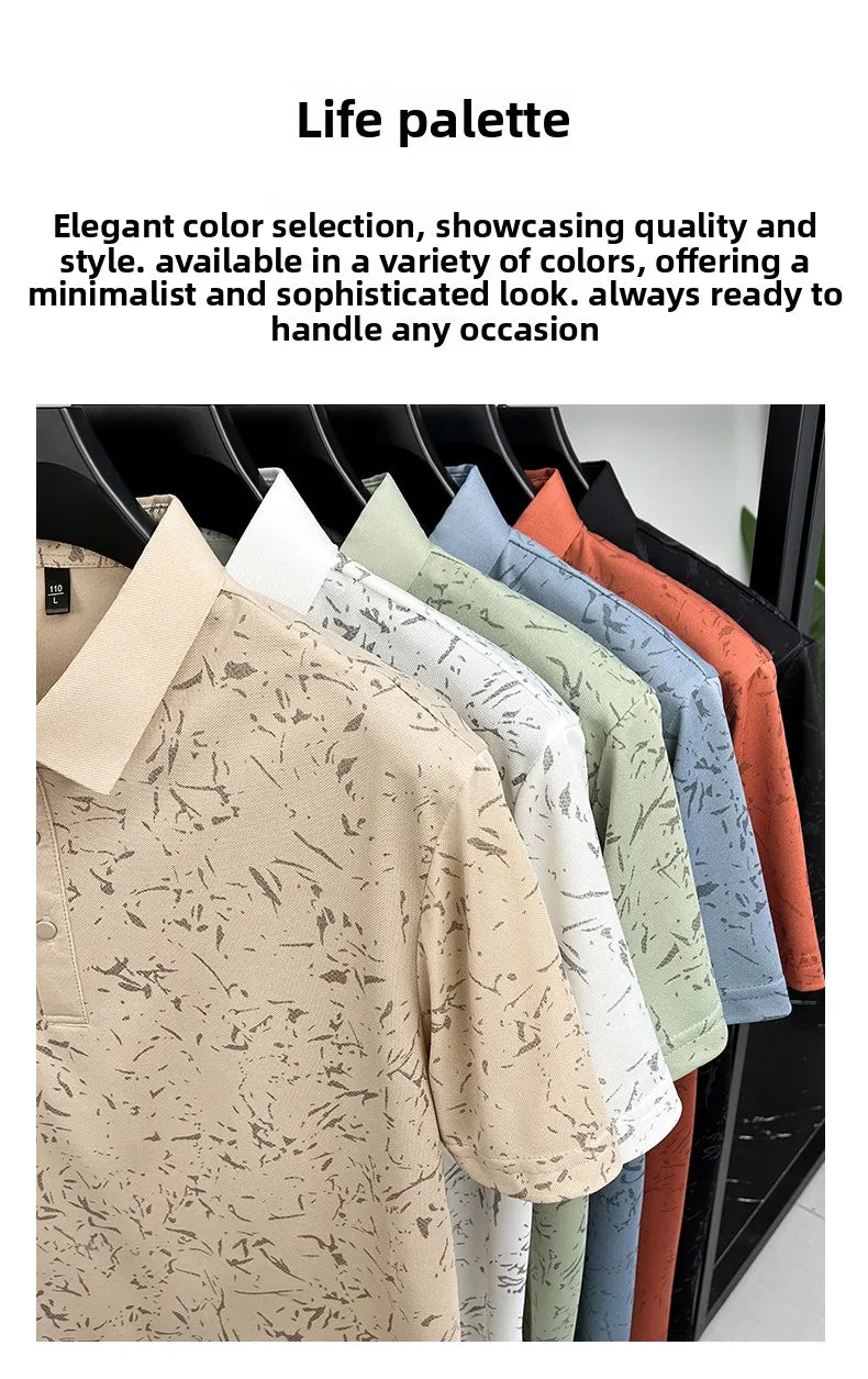 New Men's Casual Original Printed Polo Shirt Breathable Comfort Short Sleeve Lapel T-shirt High Quality Versatile Men's Clothing