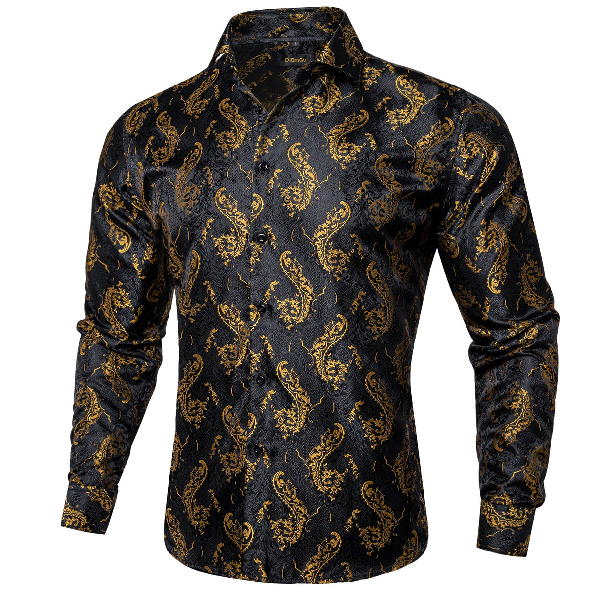 Brand New Men's Royal Blue Business Shirts Luxury Fashion Paisley Long Sleeve Turn-Down Collar Social Shirt Male Casual Blouse