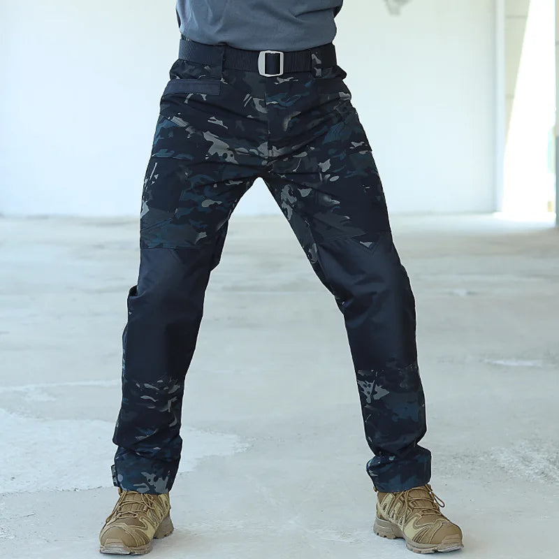 Men's Loose Training Pants Outdoor Waterproof Slim Stretch Tactical Pants with Pockets Multi-functional Quick-drying Cargo Pants