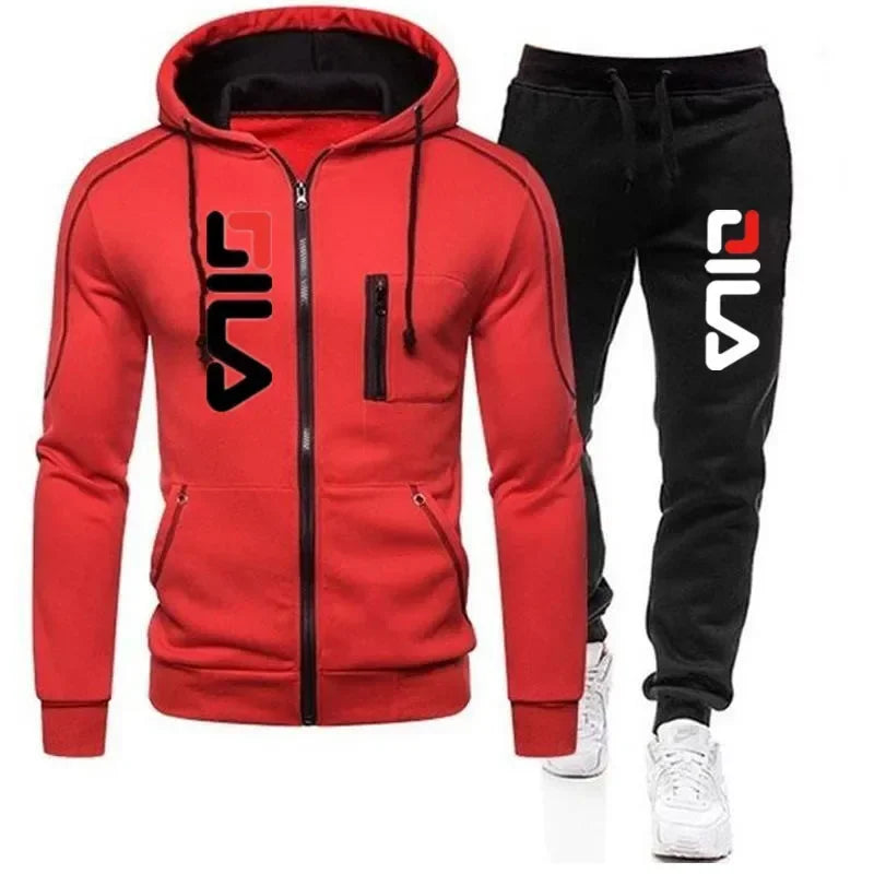 Fashion autumn/Winter men's casual suit,2025 new men's zipper jacket hooded jumper + sweatpants 2 sets, outdoor jogging jacket