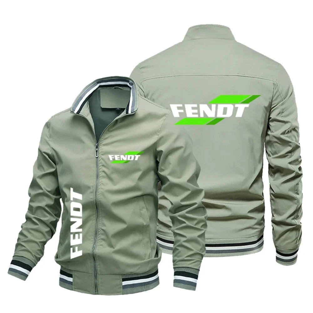 New Fashion FENDT Standing Collar Men's Jacket Brand Outdoor Leisure Windproof Motorcycle Zipper Sports Coat