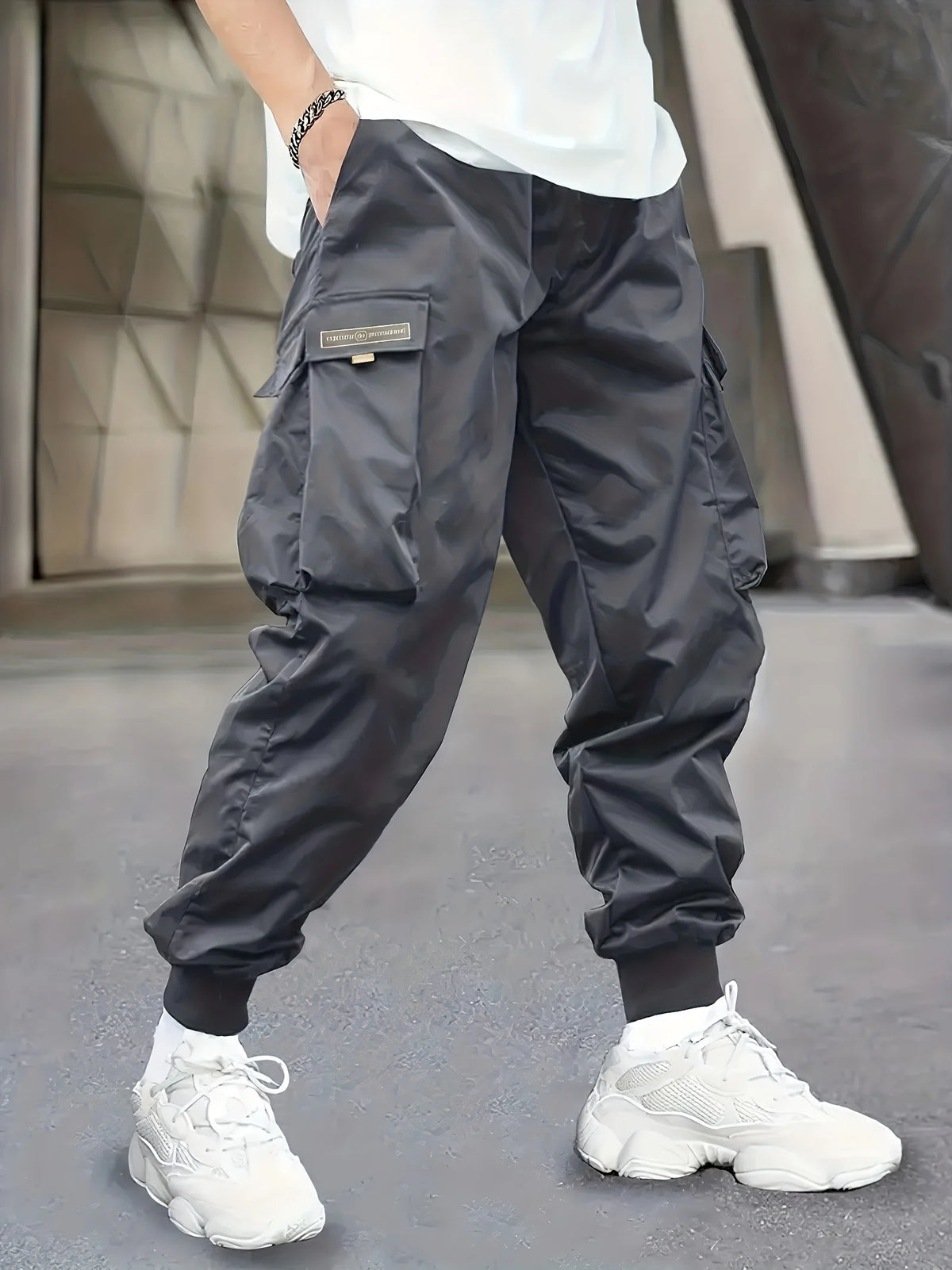 Men's Cargo Pants, Casual, Sporty, Outdoor, Large Pockets, Lightweight, Legging, Cropped Slacks 06B