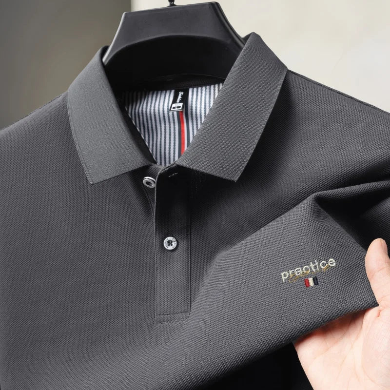 100% Pure Cotton Men's Classic Embroidered Polo Shirt Luxury Breathable Anti-wrinkle Cozy Short Sleeve Business Casual Golf Tee