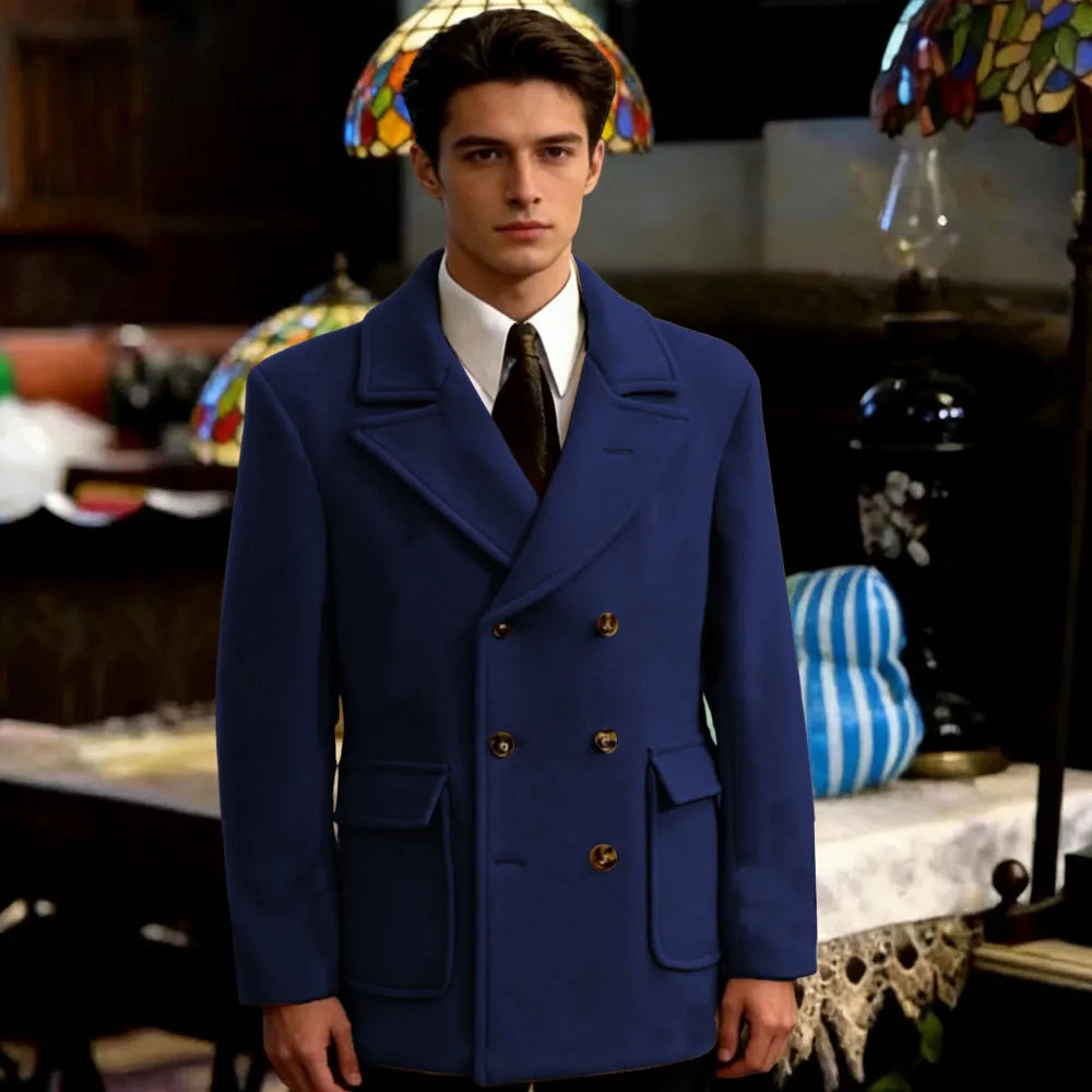 Classic British Style Man Winter Woolen Short Coat Thick Men's woolen suit Jacket Business Leisure Men Blazer For Office Work